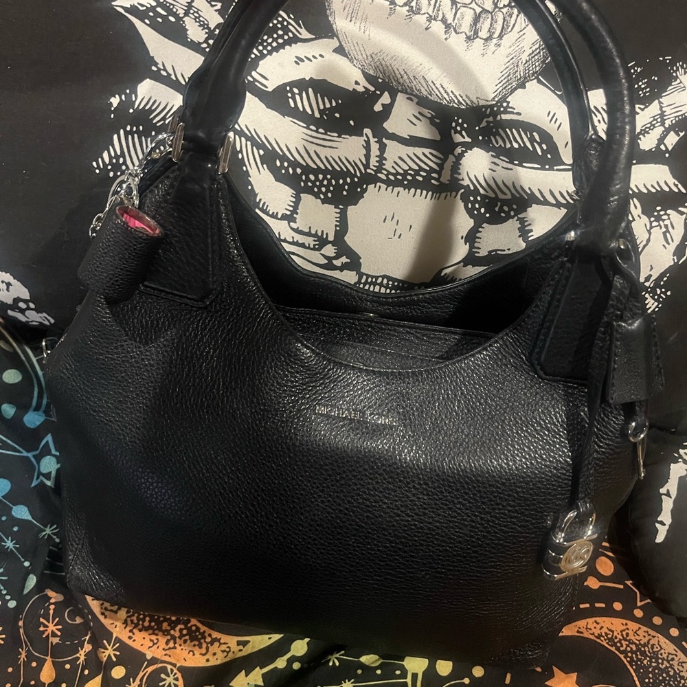 Authentic Michael Kors Black Pebbled Leather Shoulder Bag